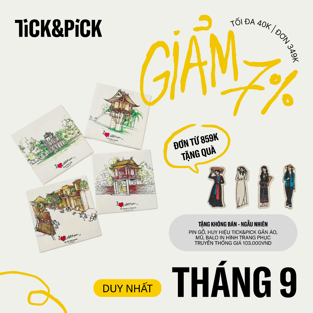 ชุดที่รองแก้วเซรามิก TICK & PICK 4 ชิ้น ดูดซับน้ําลายเวียดนาม