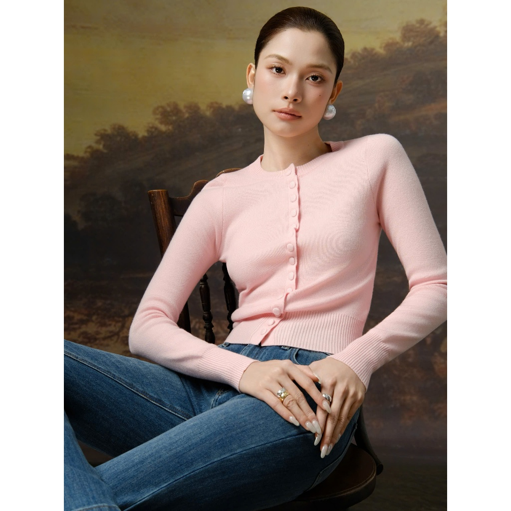 RUBIES Ellen Cardigan - เสื้อถักลาย้เหนียวของผู้หญิงแขนยาวคอกลม