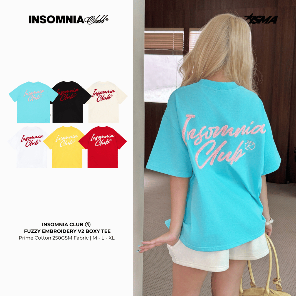 เสื้อยืด Boxy 280GSM Ruffled เย็บปักถักร้อย Ver 2 INSOMNIA แบรนด์ท้องถิ่น Unisex - TS029