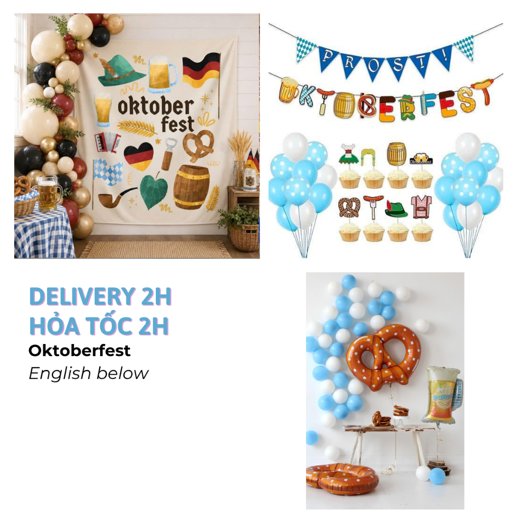 ชุดลูกโป่งตกแต่งปาร์ตี้สีน้ําเงินสีเหลือง Oktoberfest, สายธง Oktoberfest, การตกแต่งปาร์ตี้ Oktoberfe