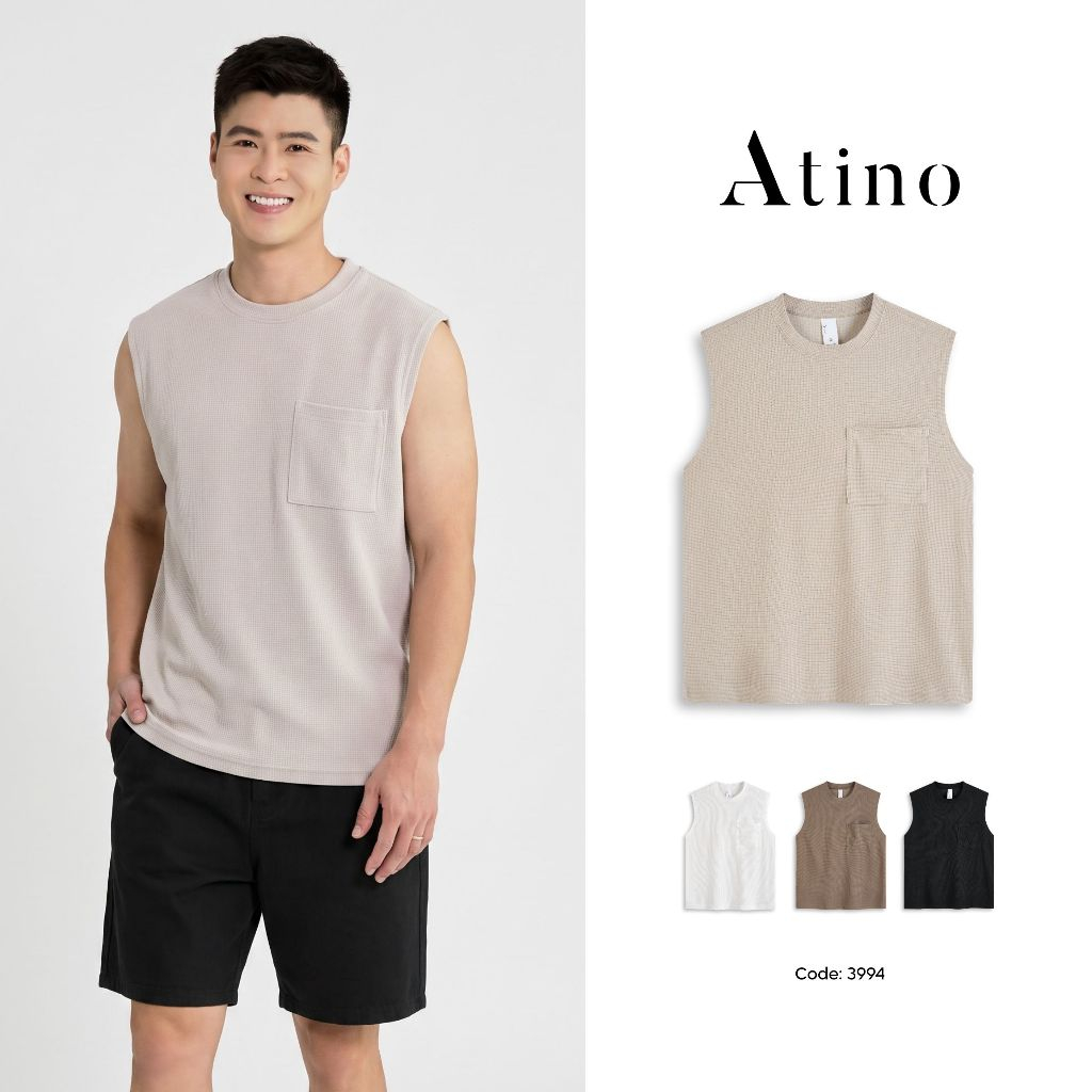 [Duy Manh] ATINO เสื้อกล้ามถักผู้ชายมีรูระบายอากาศสุดเท่สไตล์กีฬาพื้นฐาน L.4.394