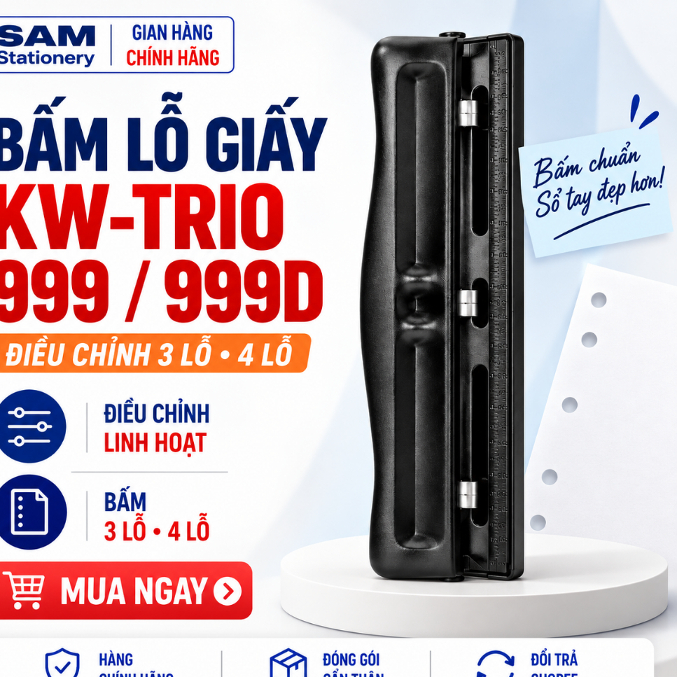 [GENUINE] KW-TriO 999 999D ที่เจาะรูกระดาษ – การปรับระยะ 3 รู, ที่เจาะรูแฟ้มสํานักงาน