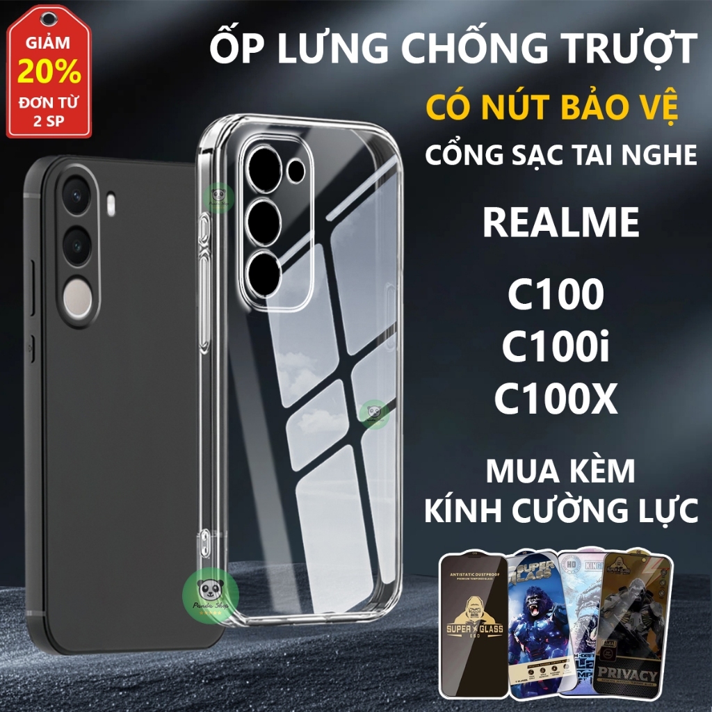 เคสใส Realme C100/ C100X/ C100i กันลื่น ป้องกันพอร์ตชาร์จ - Panda