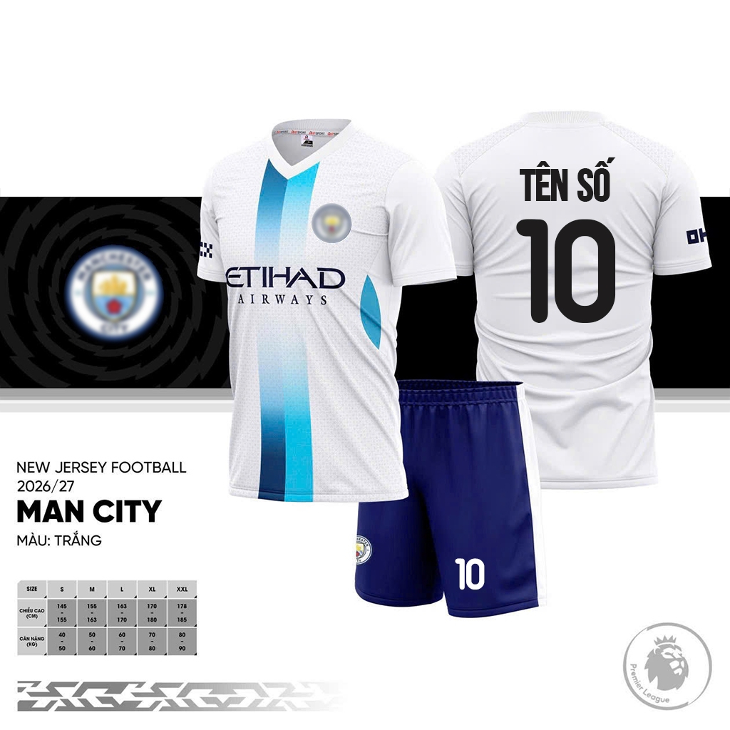ชุด MANCITY 26/27 พร้อมการพิมพ์หมายเลขชื่อในผ้าซุปเปอร์คูล
