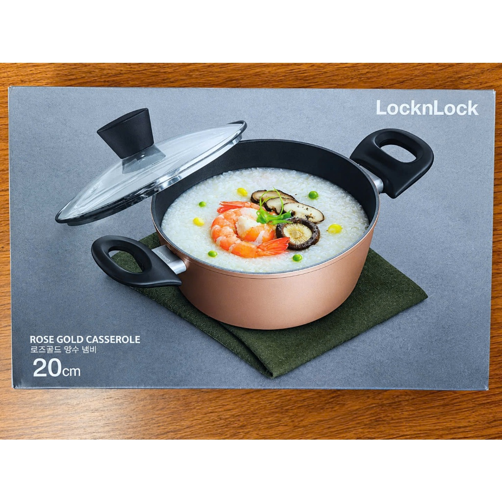 LocknLock CAC2004 หม้อด้ามโรสโกลด์ 2 อัน ฝาแก้ว สําหรับเตาทุกประเภท-20ซม.