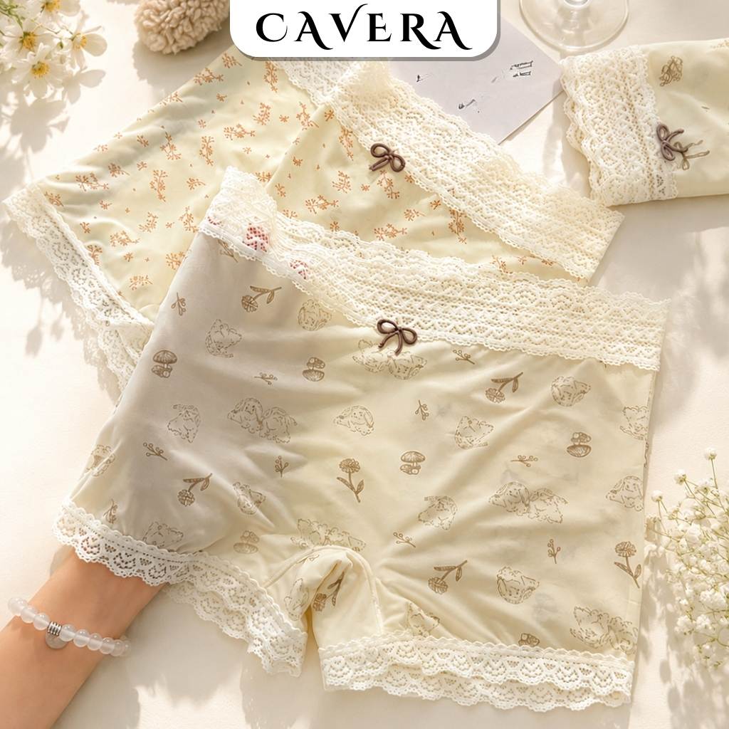 ชุดชั้นในบ็อกเซอร์ผ้าไหมเนื้อนุ่มสําหรับผู้หญิง V3 ยืดสบาย CAVERA VNL6448