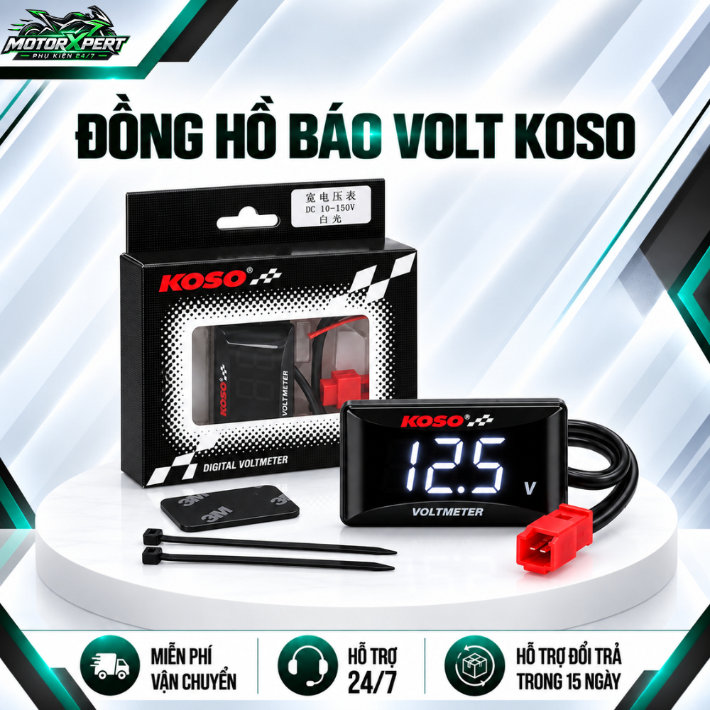 KOSO 10–150V Volt Meter สําหรับรถจักรยานยนต์, รถยนต์ไฟฟ้า – เครื่องวัดแรงดันไฟฟ้า, กันน้ํา