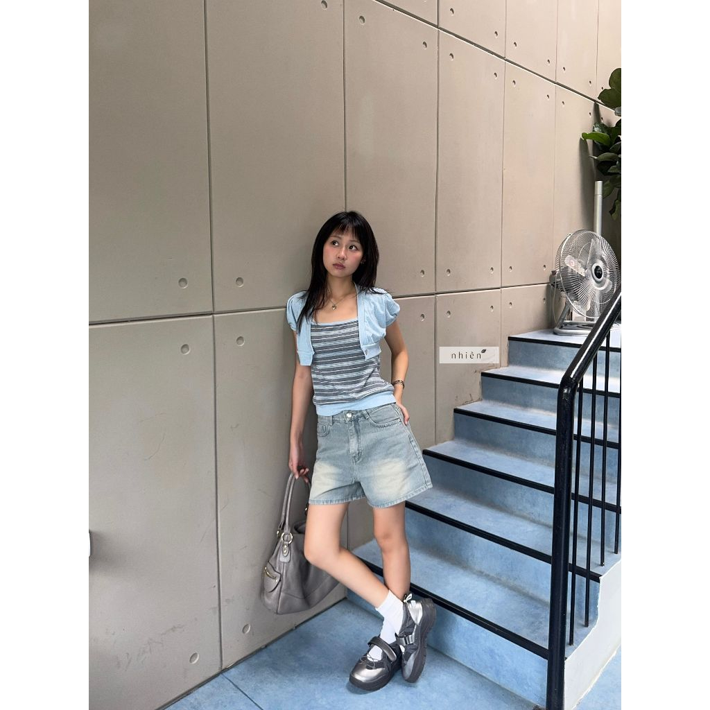 Smoky Jeans - กางเกงยีนส์ผู้หญิง กางเกงขาสั้นขากว้าง nhien.official NQJ00005