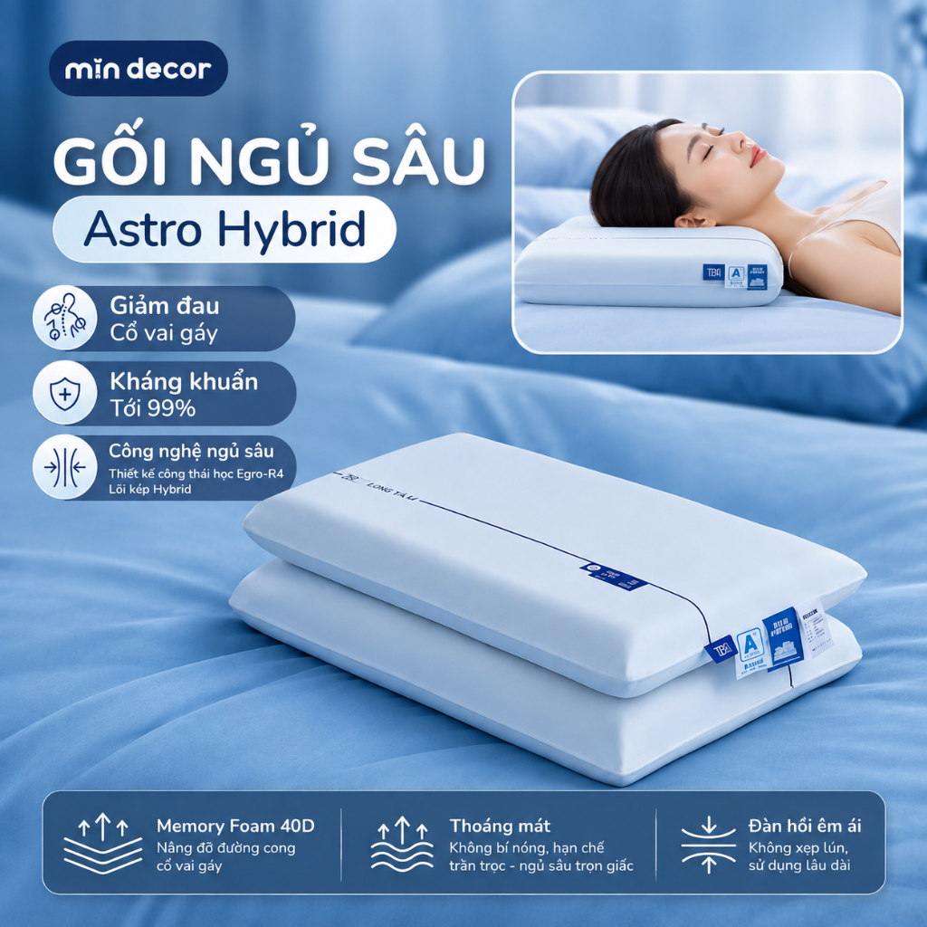 [KOC] Astro Hybrid Deep Sleep Pro หมอนตกแต่งเรียบ, หมอนตามหลักสรีรศาสตร์ป้องกันอาการปวดไหล่คอ