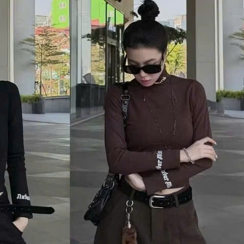 Y2k ใหม่ Y2k Style Letter Printing Slim Fit เสื้อยืด