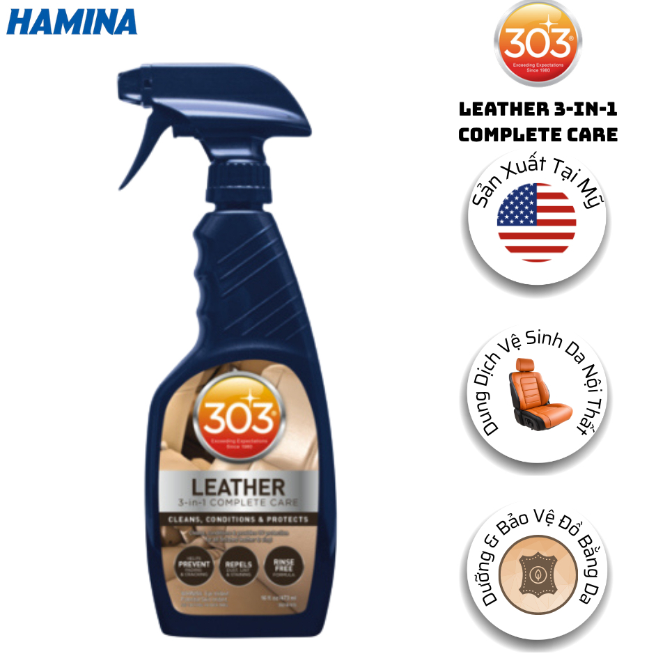 [American Import] 303 Leather 3-in-1 Complete Care - สเปรย์ทําความสะอาดและปกป้องหนังระดับพรีเมียม - 