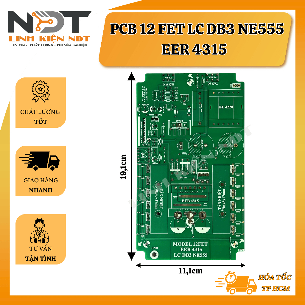 PCB CIRCUIT 12 Fet LC DB3 NE555 EER4315 - ส่วนประกอบ NDT