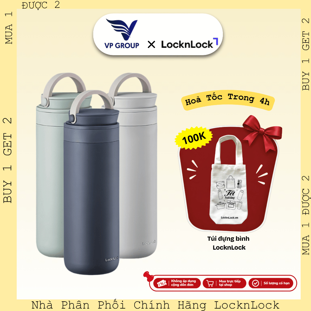 [GENUINE] LocknLock Metro กระติกน้ําร้อนสองทาง 475Ml - 3 สี - LHC4274 (VPG)