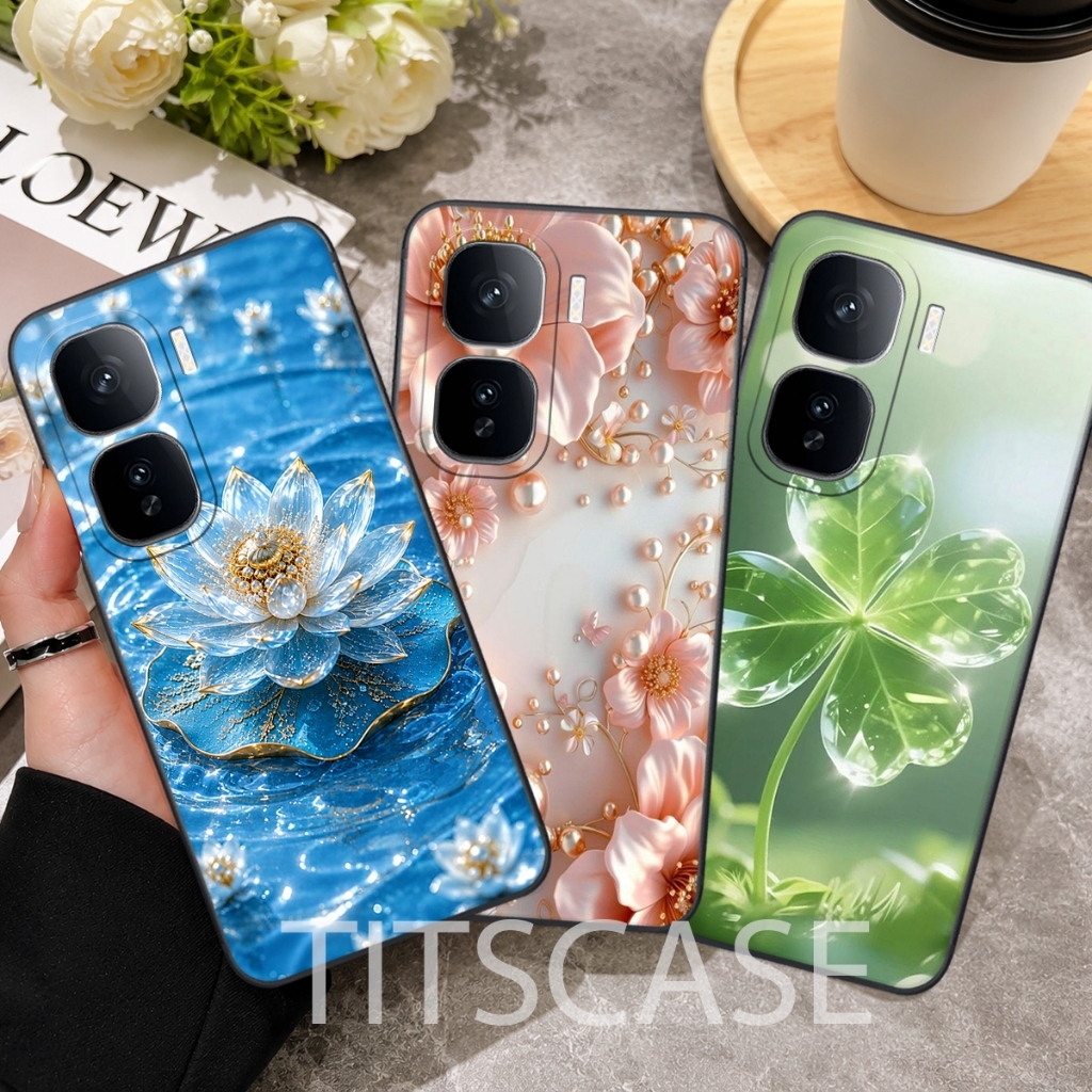 เคสพลาสติกสําหรับ Vivo IQ00 NEO 10 5G พิมพ์ลายดอกบัว โคลเวอร์สี่ใบ คุณภาพสูง หรูหรา