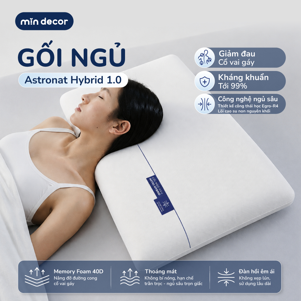 ASTRO HYBRID หมอนตามหลักสรีรศาสตร์ตกแต่งเรียบ, Astronat Hybrid Deep Sleeping หมอนรองรับอาการปวดไหล่ค
