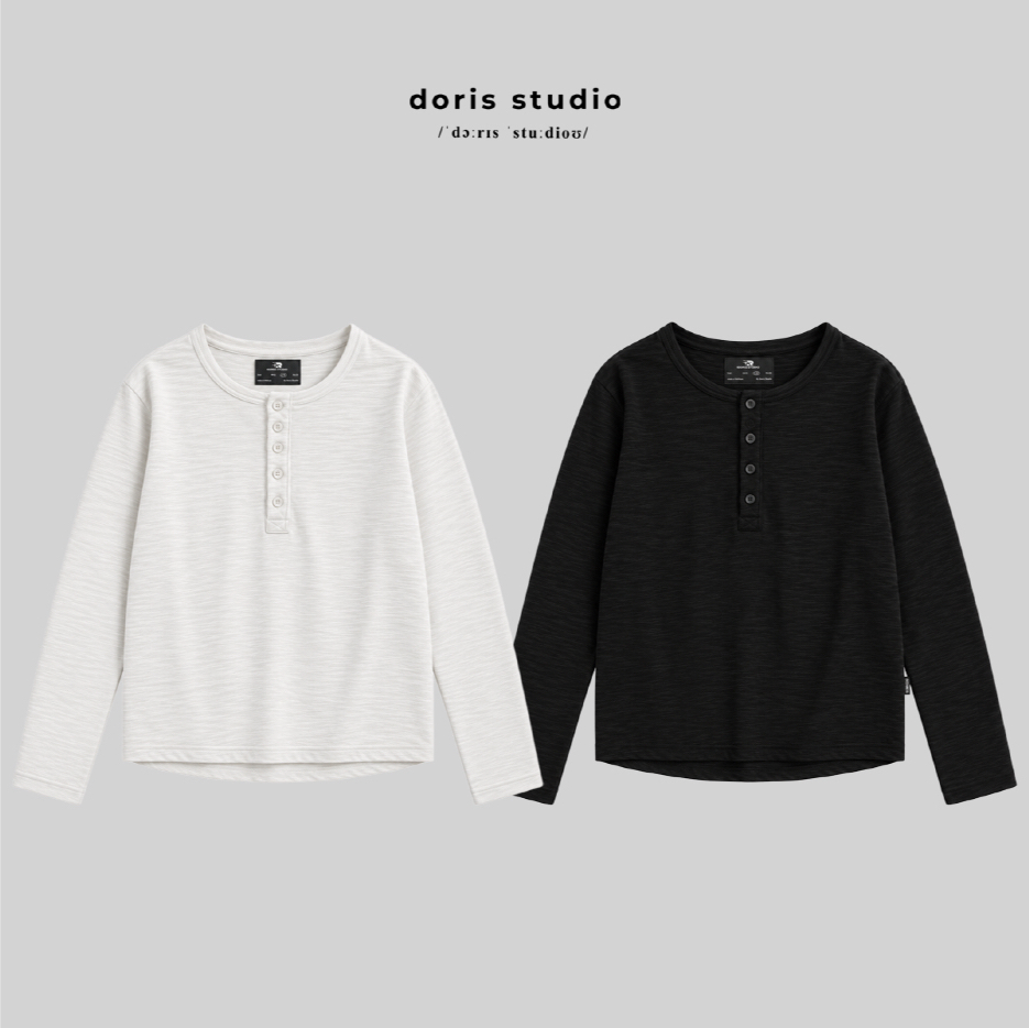 Doris / Doris Studio เสื้อยืดแขนยาวพื้นฐาน เหมาะสําหรับฤดูร้อน ง่ายต่อการพิกัด / unisex Form