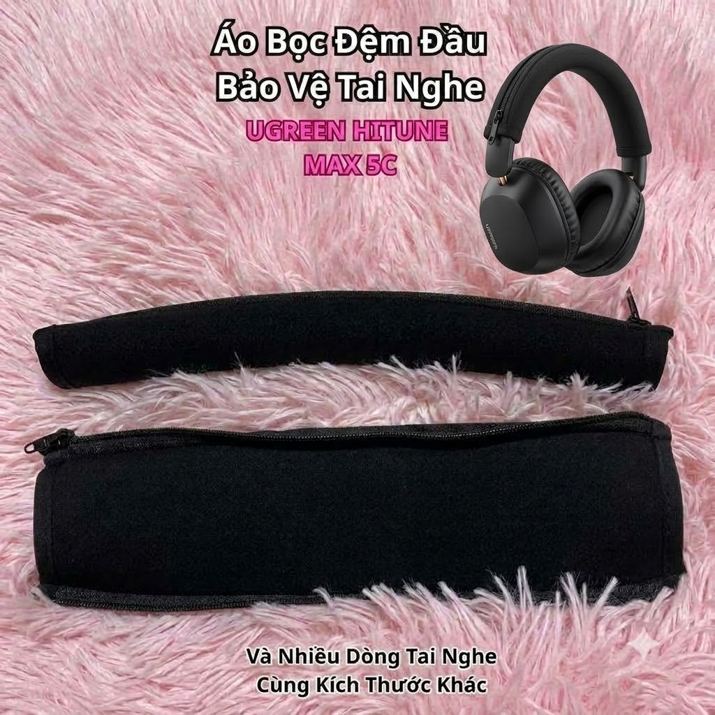 Ugreen HiTune Max 5C หูฟังป้องกันแถบคาดศีรษะ 24x7 ซม.ซิปแถบคาดศีรษะสีดํา