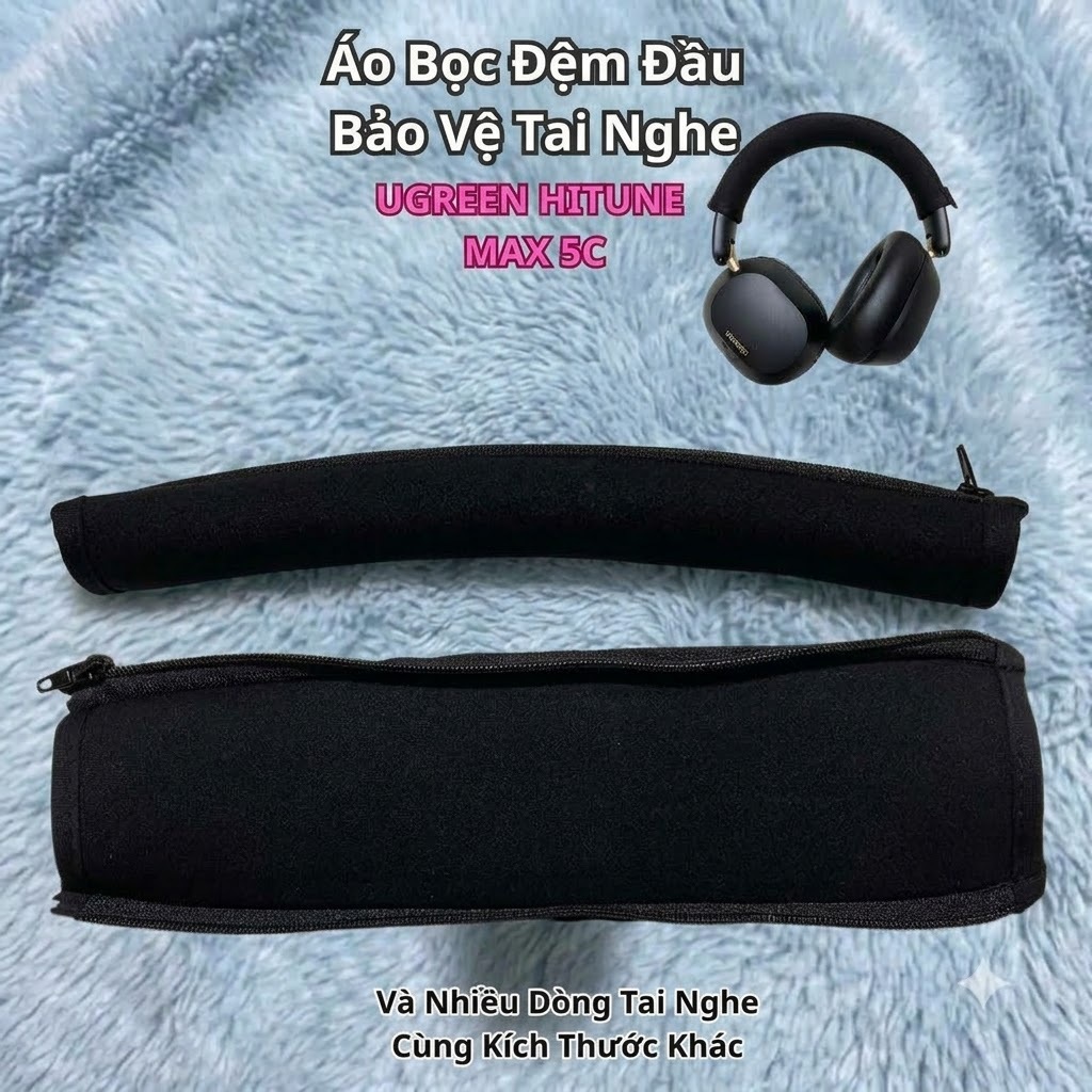 หัวหูฟัง Pad Cover 24x7 ซม.ซิปสีดํายืดผ้า Neoprene Ugreen HiTune Max 5C