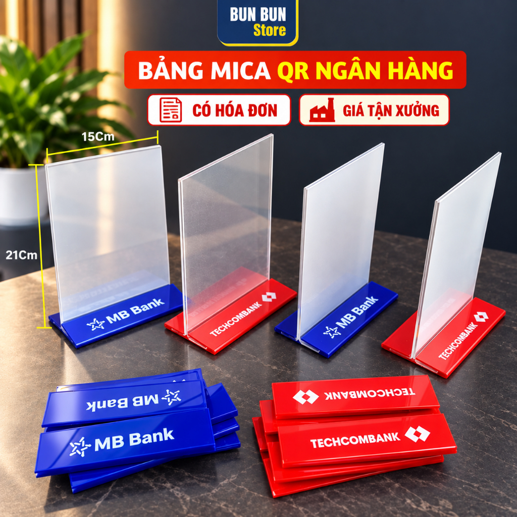 บอร์ด QR Bank, บอร์ด Techcombank QR micha, MBbank, VPbank, HDbank, Agribank