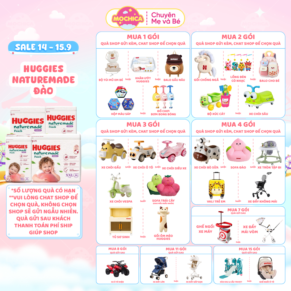 [ใหม่ PROGRAM Huggies Naturemade Peach Diaper Pants Peach Leaf Essence Super Thin Baby Skin Care Moc