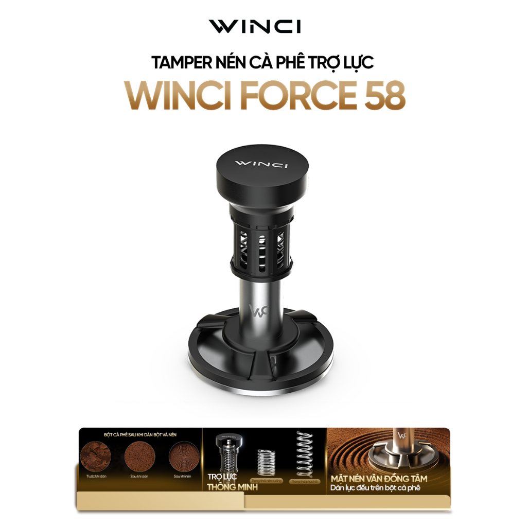 XO [VAT INCLUDED] Winci Force 58 powered coffee Tamper ขนาด 58mm 4 สปริง