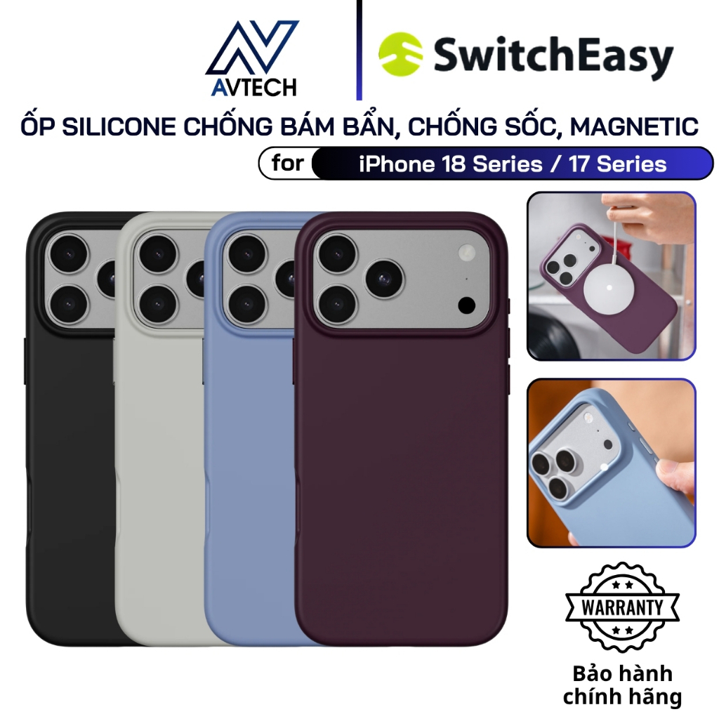 SwitchEasy เคสซิลิโคน iPhone 18 Pro Max / 18 Pro / 17 Pro Max / 17 Pro, แม่เหล็กซิลิโคน Touch M, กัน