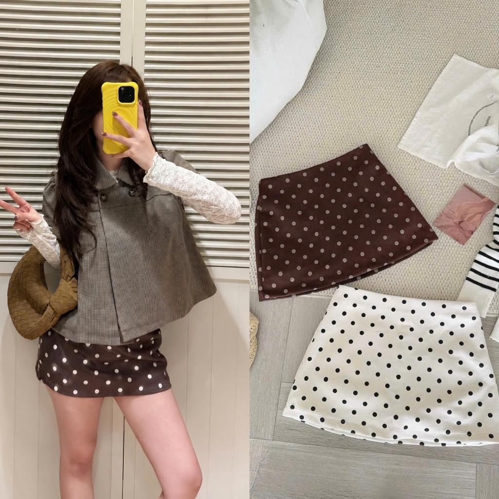 Hilary Skirt (TSW) หนังกลับลายจุดสั้นผู้หญิง กระโปรง the.sweather