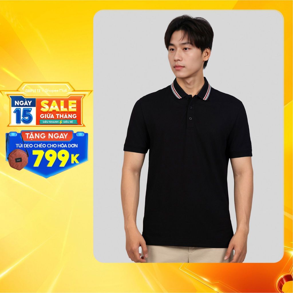 คู่ TX Pique เสื้อโปโลผู้ชายผสมสีลายคอปก Elegant Breathable Regular Form MPO 1074