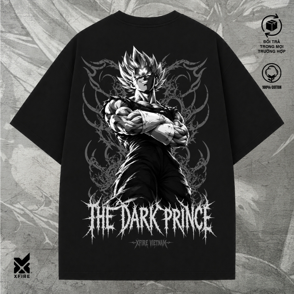Vegeta Dark Prince Xfire เวียดนามเสื้อยืดผ้าฝ้ายขนาดใหญ่ 235gsm Unisex หลายสี