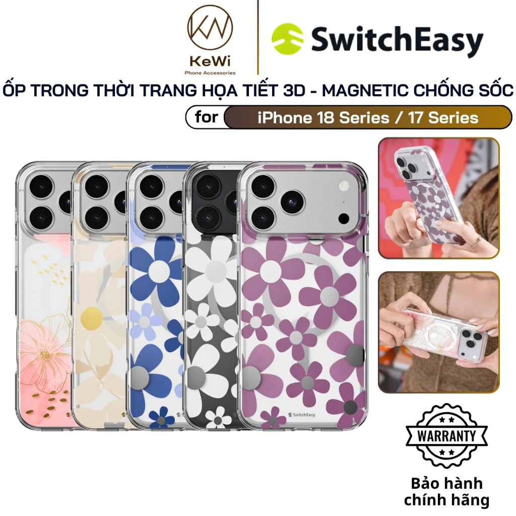 SwitchEasy iPhone 18 Pro Max / 18 Pro / 17 Pro Max / 17 Pro, Fleur M ลาย 3D, แฟชั่น, เคสแม่เหล็ก