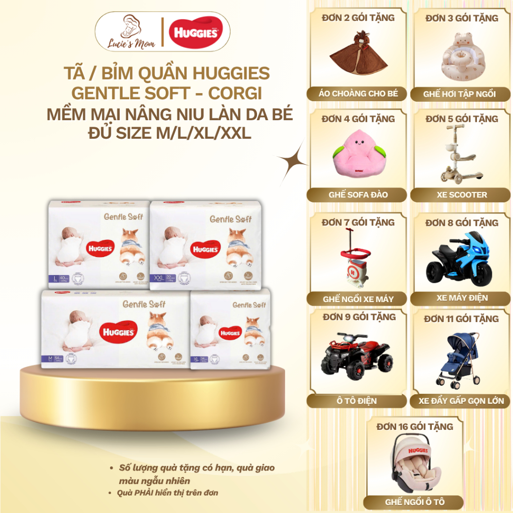 Huggies Gentle Soft Diaper Pants - Soft Corgi Pampers Babys Skin - ทุกขนาด M,L,XL,XXL -Lucies Mom