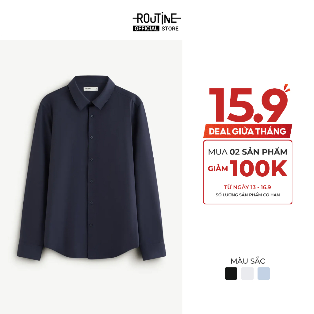 เสื้อเชิ้ตแขนยาวผู้ชาย Coffee Form Fited - Routine 10S26SHL055