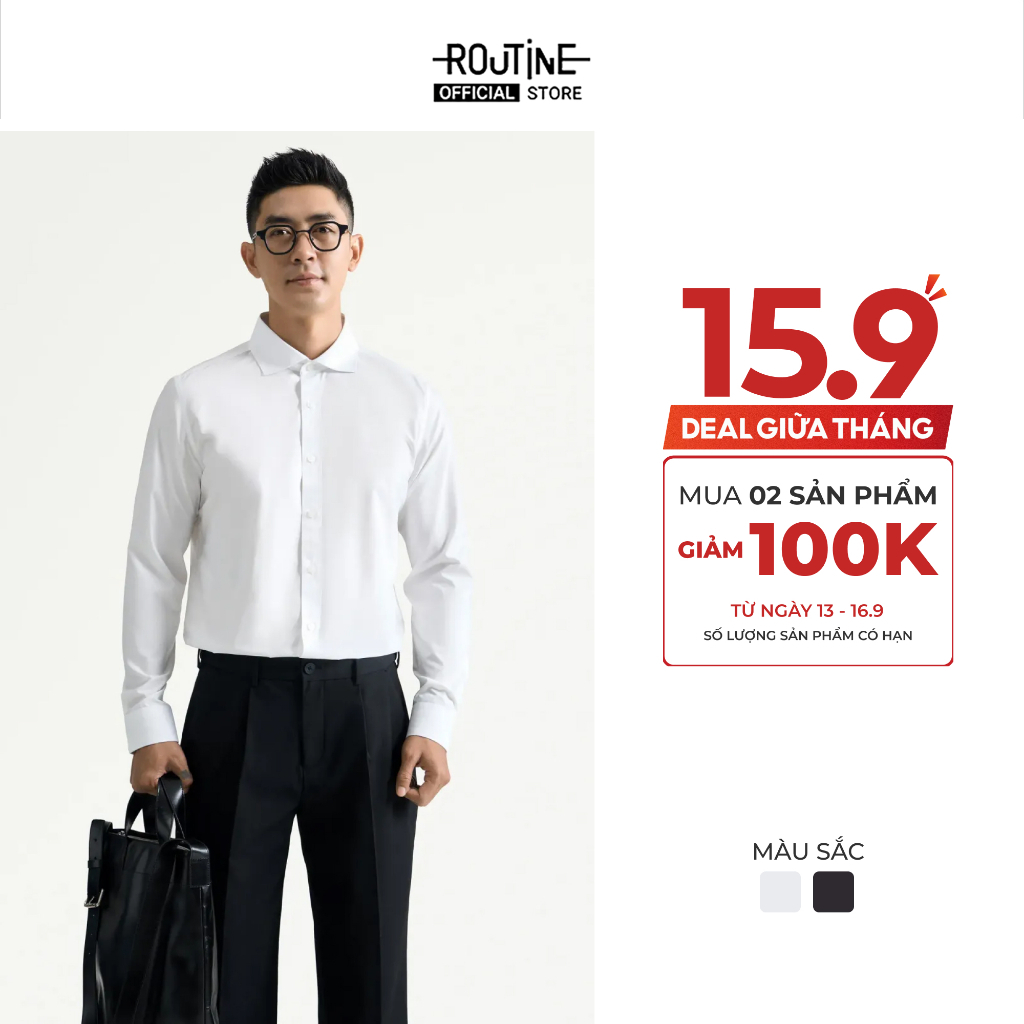 เสื้อเชิ้ตแขนยาวผู้ชาย Modal Easy Care Form Fited - Routine 10S26SHL057