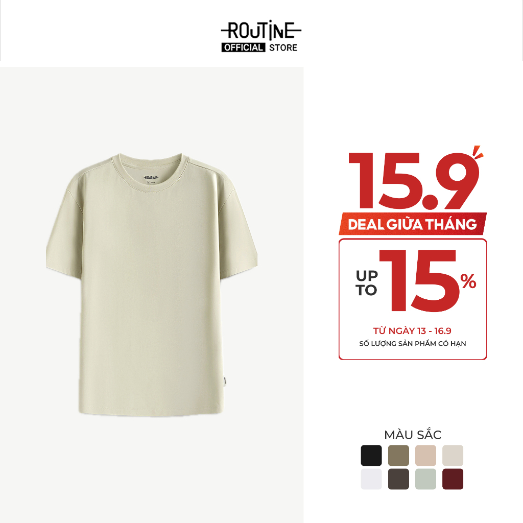 [15.9 UP TO 15%] Basic Plain Short Sleeve Cotton Poly Spandex Form Fited T-shirt - Routine 10S26TSS0