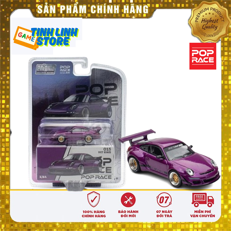 POP RACE x Enigma 1:64 โมเดลรถ - Porsche RWB 997 สีม่วง (PRE015)