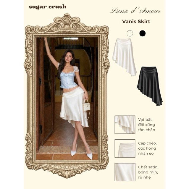 SUGAR CRUSH - กระโปรงผ้าไหมสไตล์บานไม่สมมาตร - กระโปรง Vanis
