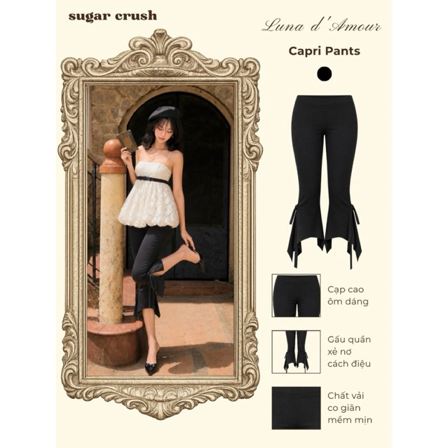 SUGAR CRUSH - กางเกง Capri เอวต่ําสไตล์ Y2K - กางเกง Capri
