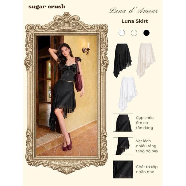 Sugar Crush - กระโปรงมิดิหางปลาผ้าไหมผู้หญิงบางเบา - กระโปรง Luna