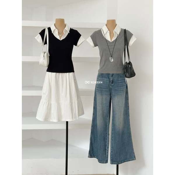 SEEU เสื้อโปโลผสมเสื้อกั๊กคอเต่า XONXEN SHOP CODE 859