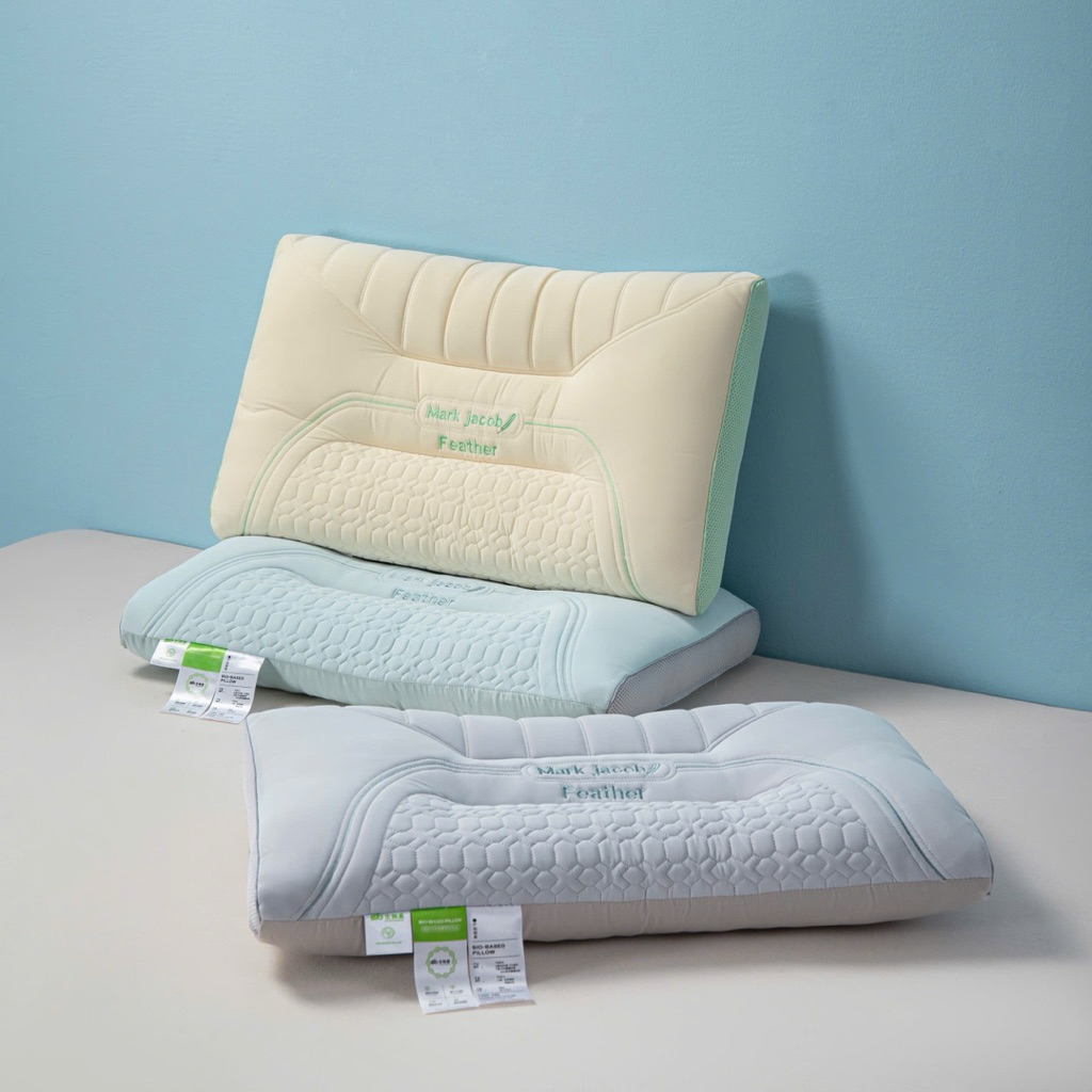 Mark Jacob Feather Premium Antibacteria Pillow – ผ้าไหมเย็นนุ่ม ปวดไหล่และคอ Breathable Nanogel 48x7