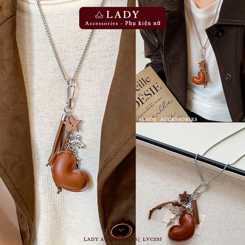สร้อยคอรูปหัวใจหนังที่โดดเด่น Lady Accessories เครื่องประดับแฟชั่นสไตล์ย้อนยุค LVC235