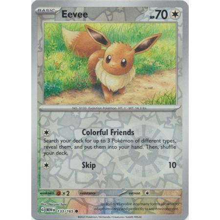 การ์ด [ การ์ดเกม Pokemon TCG- ] Eevee - 133/165 - Common Reverse Holo -M-NM
