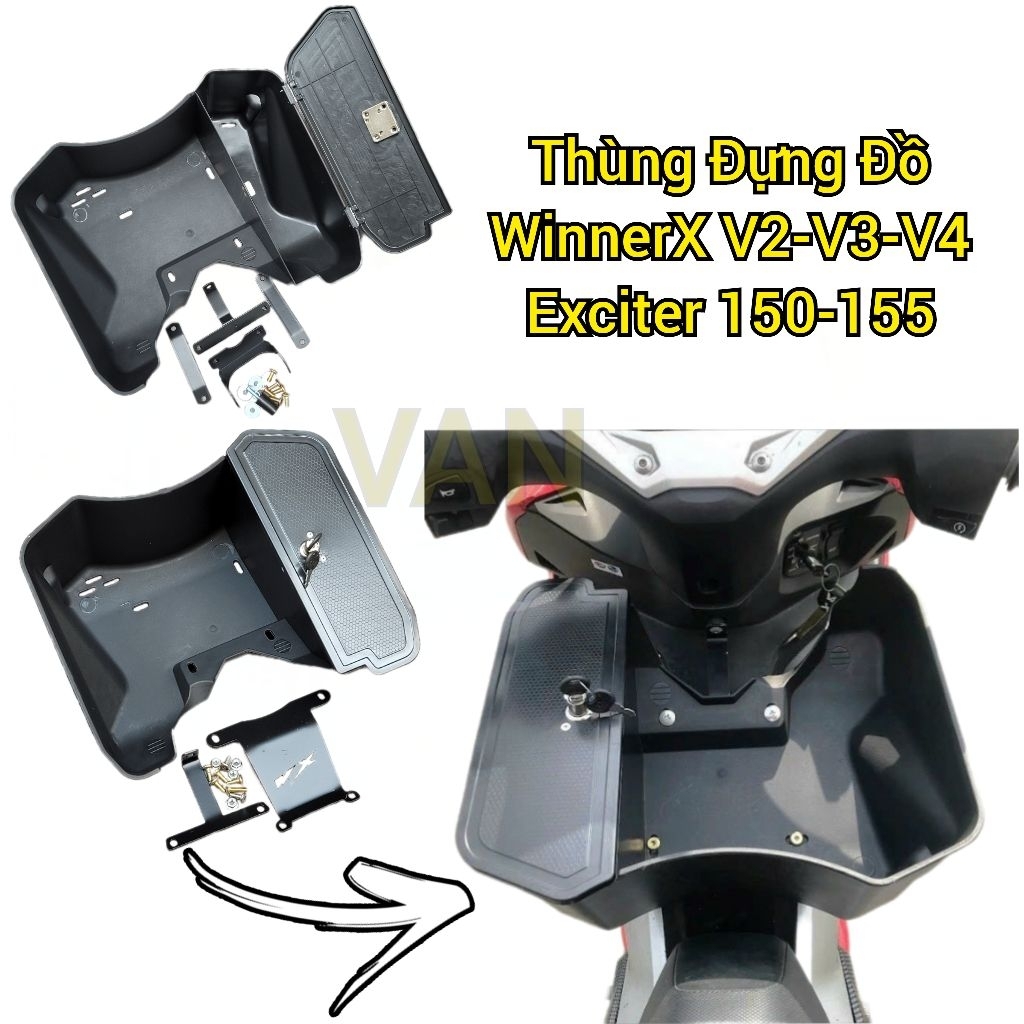 WINNER X V2-V3-V4 EXCITER 150-155 ตะกร้าเก็บพลาสติกสีดําหนา