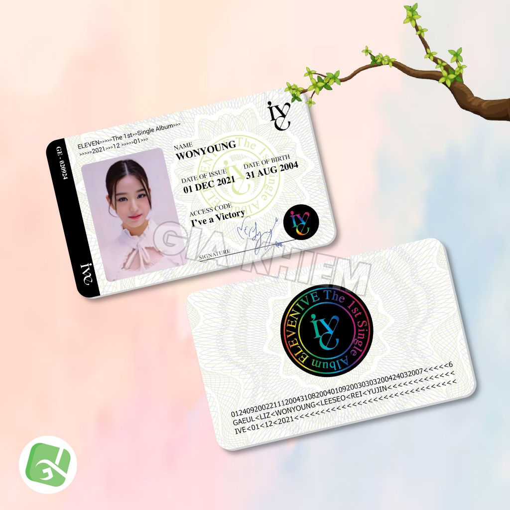 การ์ดระบุ IVE - PVC - Yujin * Wonyoung * Rei * LIZ * Leeseo * Gaeul - ขนาด 8.6x5.4cm