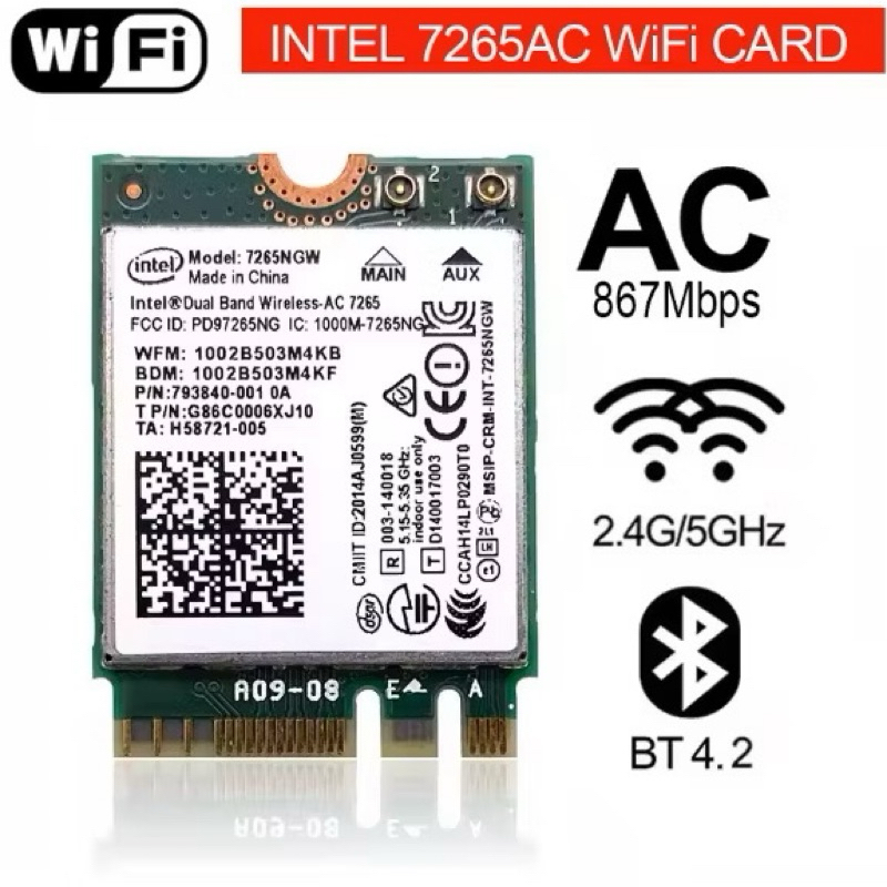 การ์ด Wifi Intel Dual Band AC 7260 7265 (ปลดล็อค)