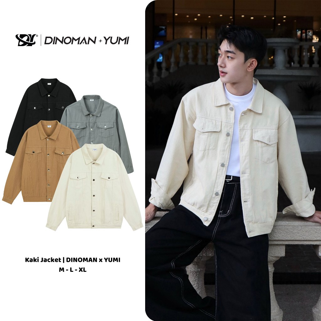 Dinoman & Yumi ကာကီအရောင် အင်္ကျီ (Metal Button) 400gsm Oversize Basic Style - SM010