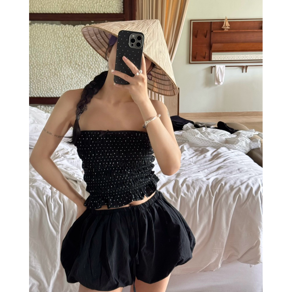 เสื้อกล้าม - POLKA.DOT | Mir.byhi | เสื้อเกาะอก Smockin l ลายจุด