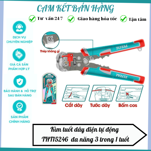 TOTAL THT15246 HWSP เครื่องปอกสายไฟอัตโนมัติ102418 THT THT THT152429 คีมอเนกประสงค์ 3-ใน-1
