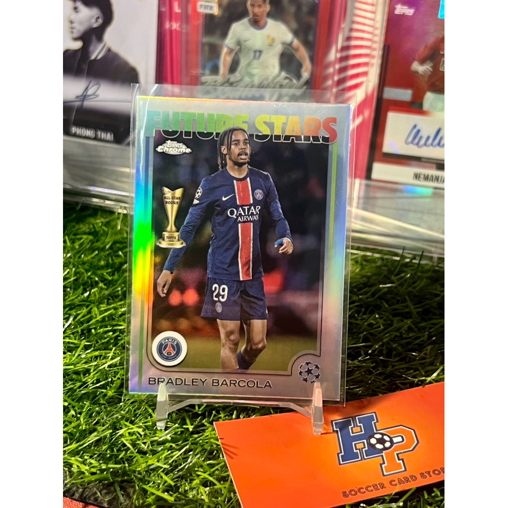 Barcola Refractor Topps Chrome UCL 2024/25 การ์ดฟุตบอล