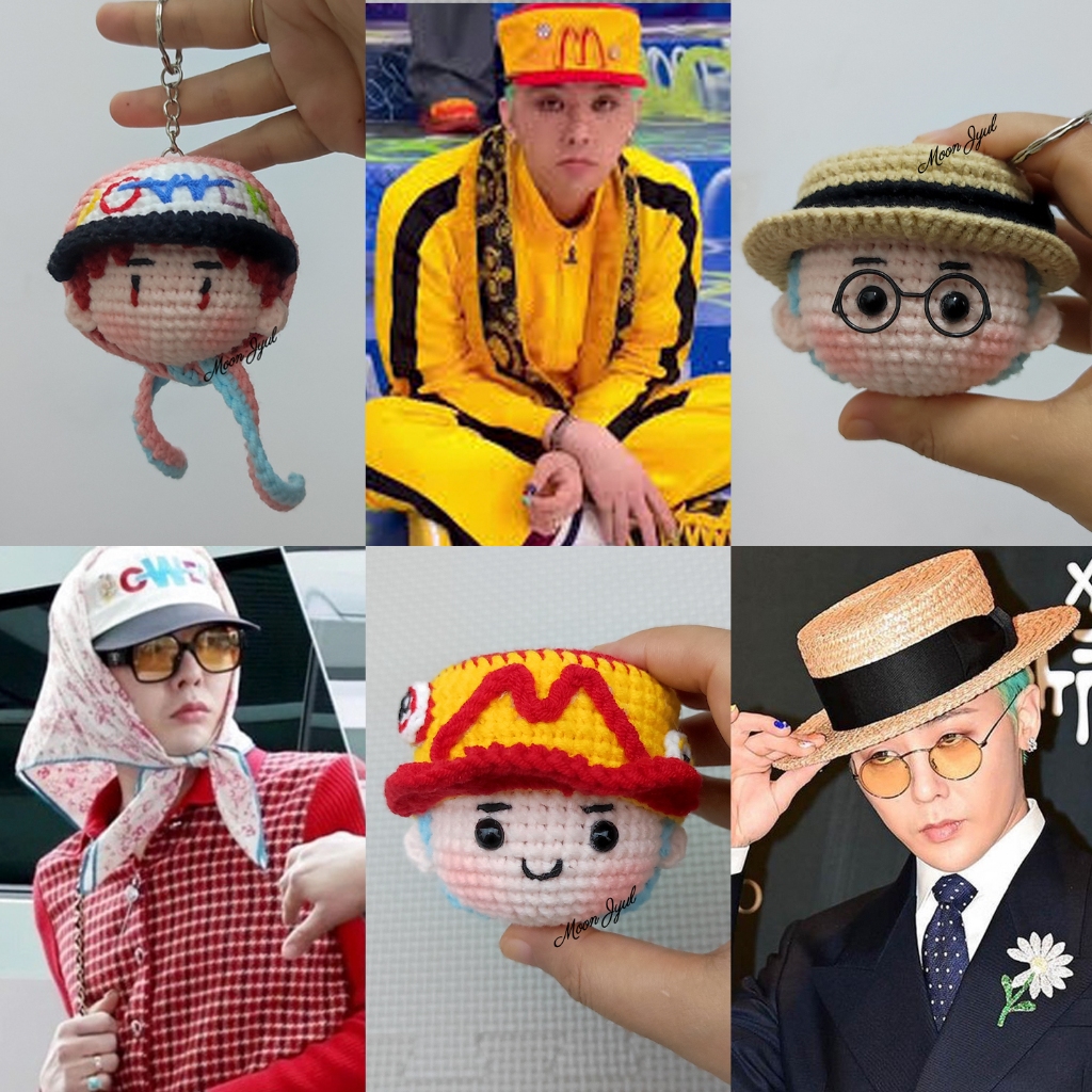 พวงกุญแจ G-Dragon ขนสัตว์แฮนด์เมด | ตุ๊กตา G-Dragon โครเชต์แฮนด์เมด | พวงกุญแจ G-dragon ห้อยกระเป๋า 